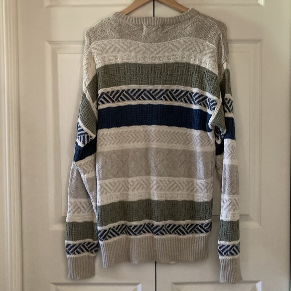 INC Linen/Cotton Blend Striped Textured Sweater Cozy Men Small/Women Medium - Picture 3 of 12